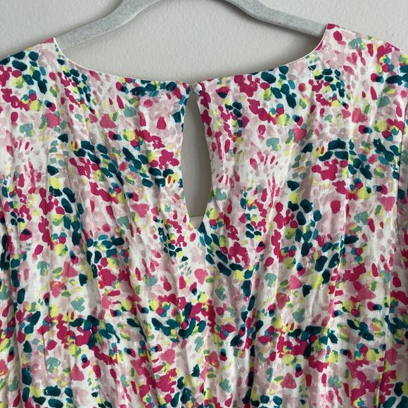 Torrid Womens Plus Mini Dot Dress Colorful Print Size 1X Flutter Sleeve Keyhole - Picture 8 of 12